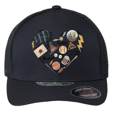 Witch Heart Wizard Lover Magical Trending Gift Idea Flexfit Unipanel Trucker Cap