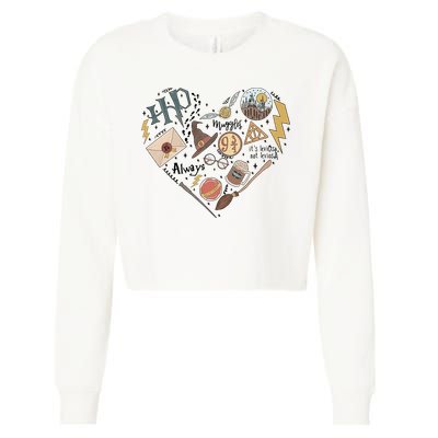 Witch Heart Wizard Lover Magical Trending Gift Idea Cropped Pullover Crew