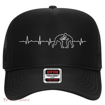 Wrestlers Heartbeat Wrestling MMA Fighter   High Crown Mesh Back Trucker Hat