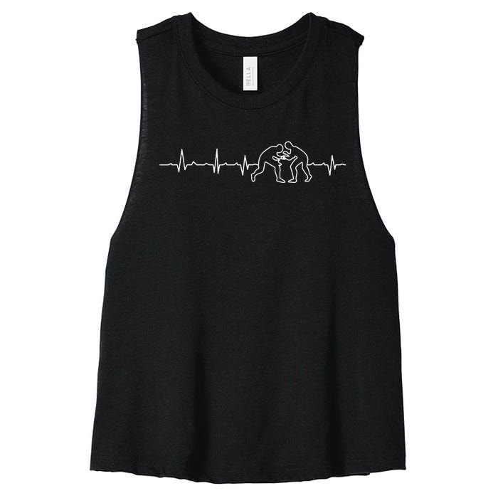 Wrestlers Heartbeat Wrestling MMA Fighter   Women's Racerback Cropped Tank