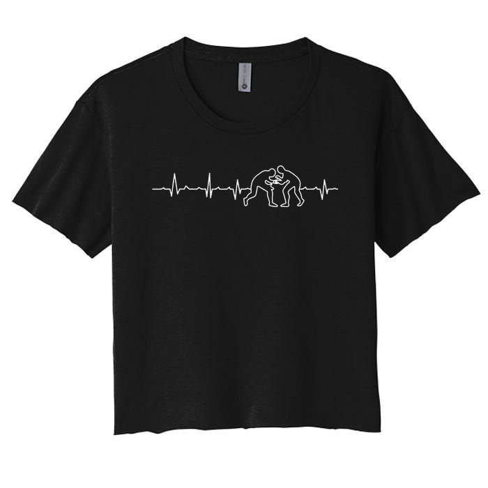 Wrestlers Heartbeat Wrestling MMA Fighter   Women's Crop Top Tee