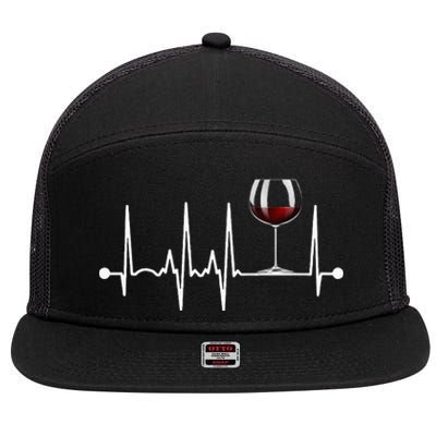 Wine Heartbeat Wine Drinker Lover Tasting Gift Wine Glass 7 Panel Mesh Trucker Snapback Hat