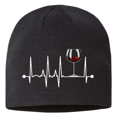 Wine Heartbeat Wine Drinker Lover Tasting Gift Wine Glass Sustainable Beanie