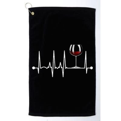 Wine Heartbeat Wine Drinker Lover Tasting Gift Wine Glass Platinum Collection Golf Towel