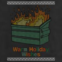 Warm Holiday Wishes Trash Can Flame Ugly Christmas 7 Panel Mesh Trucker Snapback Hat
