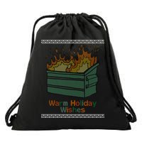Warm Holiday Wishes Trash Can Flame Ugly Christmas Drawstring Bag