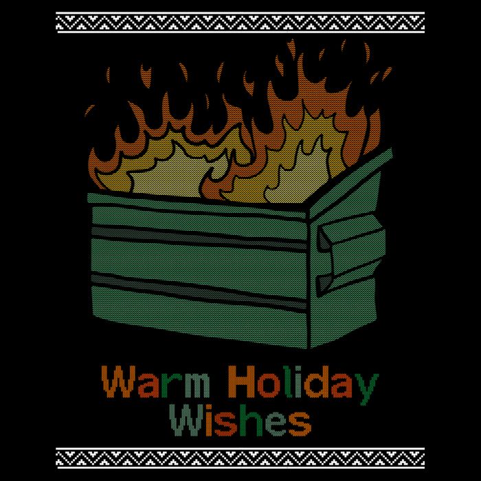 Warm Holiday Wishes Trash Can Flame Ugly Christmas Drawstring Bag