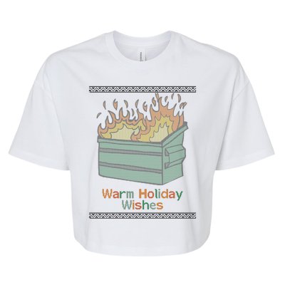 Warm Holiday Wishes Trash Can Flame Ugly Christmas Bella+Canvas Jersey Crop Tee