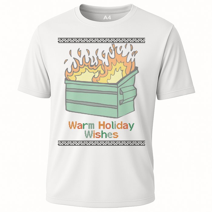 Warm Holiday Wishes Trash Can Flame Ugly Christmas Performance Shirt