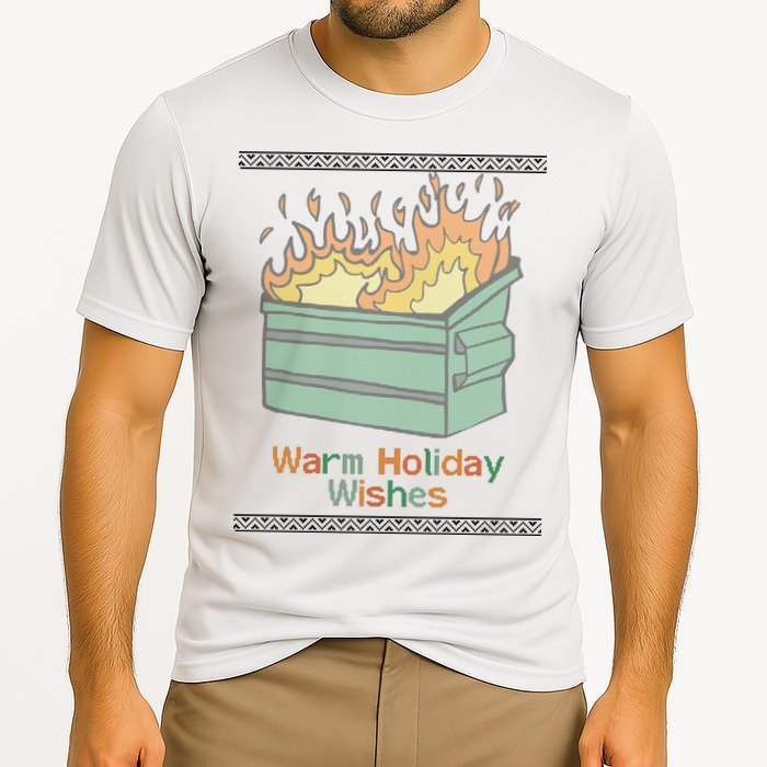 Warm Holiday Wishes Trash Can Flame Ugly Christmas Performance Shirt