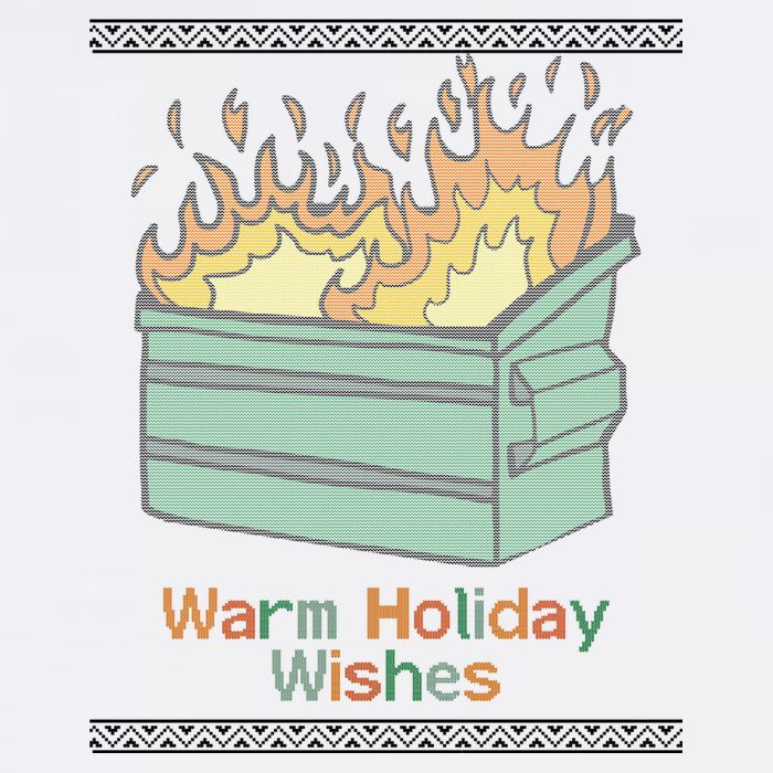 Warm Holiday Wishes Trash Can Flame Ugly Christmas Performance Shirt