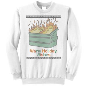 Warm Holiday Wishes Trash Can Flame Ugly Christmas Sweatshirt