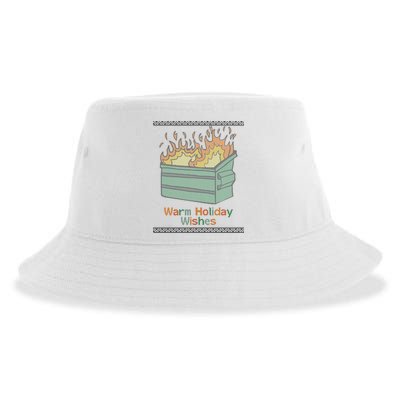 Warm Holiday Wishes Trash Can Flame Ugly Christmas Sustainable Bucket Hat