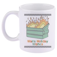 Warm Holiday Wishes Trash Can Flame Ugly Christmas 11oz C Handle Ceramic Mug
