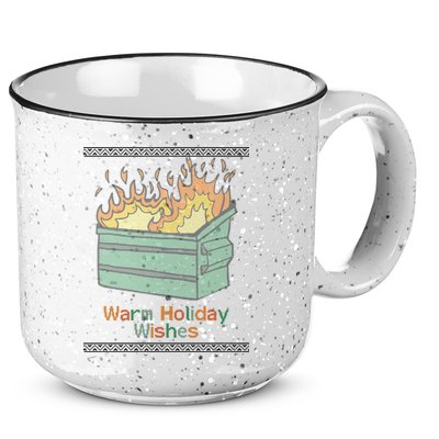Warm Holiday Wishes Trash Can Flame Ugly Christmas 15oz Campfire Ceramic Mug