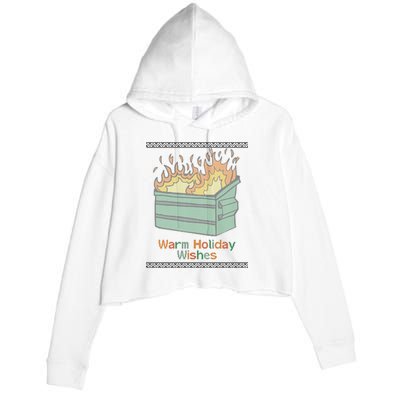 Warm Holiday Wishes Trash Can Flame Ugly Christmas Crop Fleece Hoodie