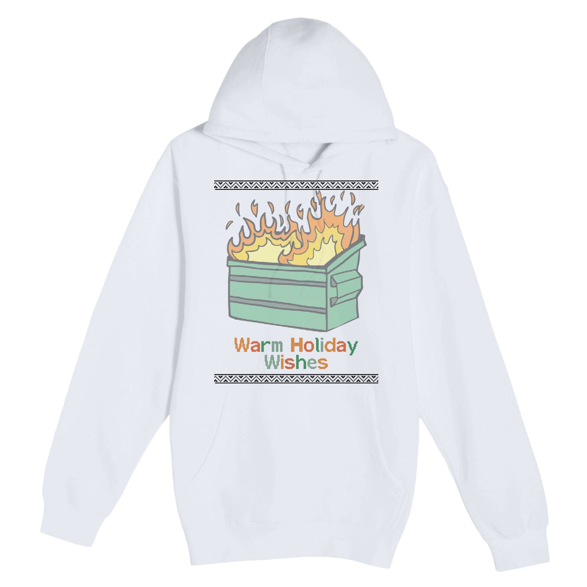 Warm Holiday Wishes Trash Can Flame Ugly Christmas Premium Pullover Hoodie