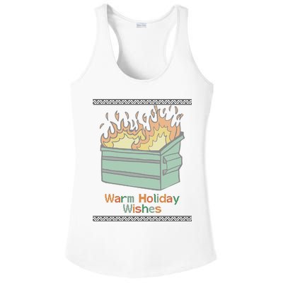 Warm Holiday Wishes Trash Can Flame Ugly Christmas Ladies PosiCharge Competitor Racerback Tank