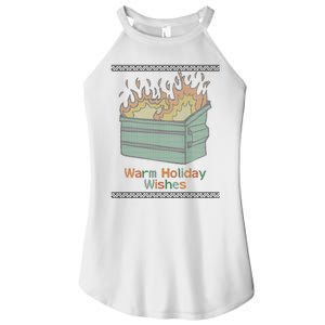 Warm Holiday Wishes Trash Can Flame Ugly Christmas Women's Perfect Tri Rocker Tank