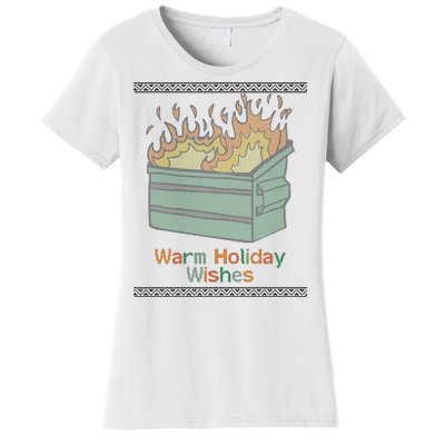 Warm Holiday Wishes Trash Can Flame Ugly Christmas Women's T-Shirt