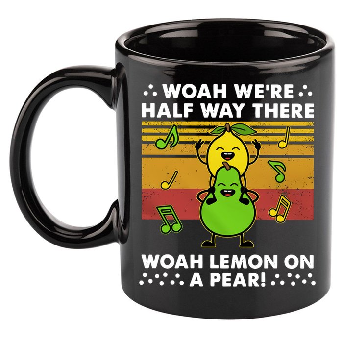 WeRe Half Way There Woah Summer Lemon On A Pear Happy 11oz C Handle Ceramic Mug
