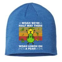 WeRe Half Way There Woah Summer Lemon On A Pear Happy Sustainable Beanie