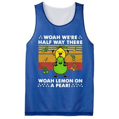 WeRe Half Way There Woah Summer Lemon On A Pear Happy Mesh Reversible Basketball Jersey Tank