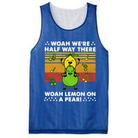 WeRe Half Way There Woah Summer Lemon On A Pear Happy Mesh Reversible Basketball Jersey Tank