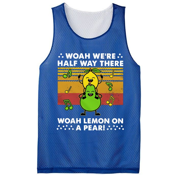 WeRe Half Way There Woah Summer Lemon On A Pear Happy Mesh Reversible Basketball Jersey Tank