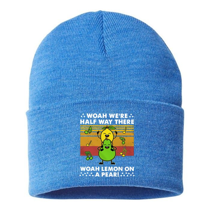 WeRe Half Way There Woah Summer Lemon On A Pear Happy Sustainable Knit Beanie