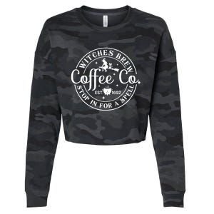 Wo Halloween Witch Motif - Witches Brew Coffee & Co Cropped Pullover Crew