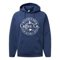 Wo Halloween Witch Motif - Witches Brew Coffee & Co Performance Fleece Hoodie