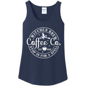 Wo Halloween Witch Motif - Witches Brew Coffee & Co Ladies Essential Tank