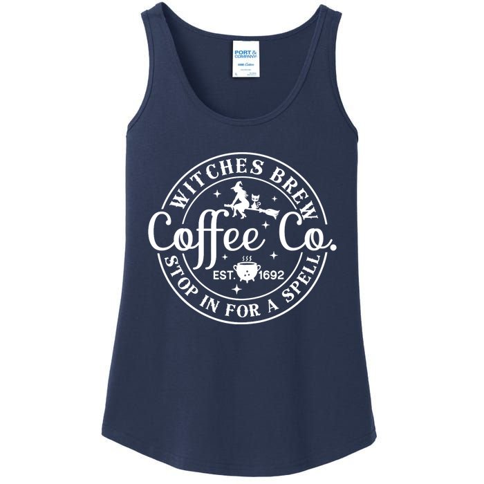 Wo Halloween Witch Motif - Witches Brew Coffee & Co Ladies Essential Tank