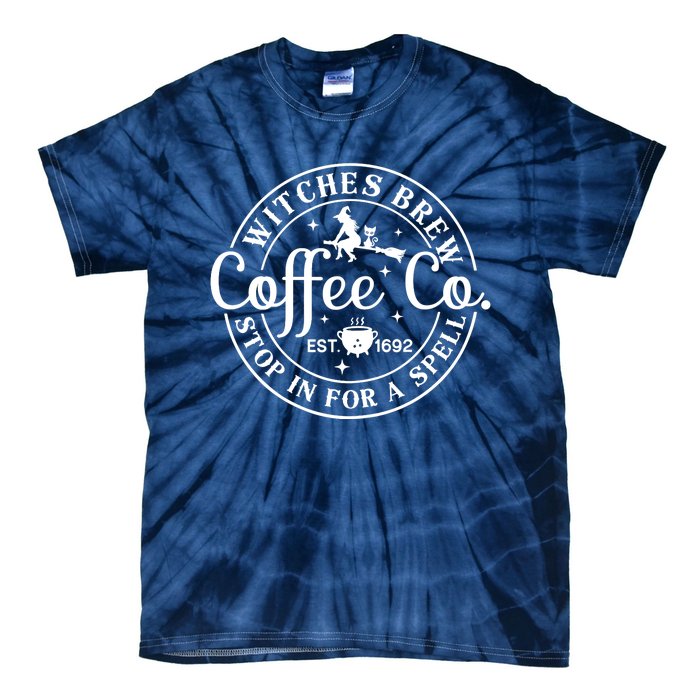 Wo Halloween Witch Motif - Witches Brew Coffee & Co Tie-Dye T-Shirt