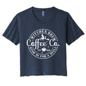 Wo Halloween Witch Motif - Witches Brew Coffee & Co Women's Crop Top Tee