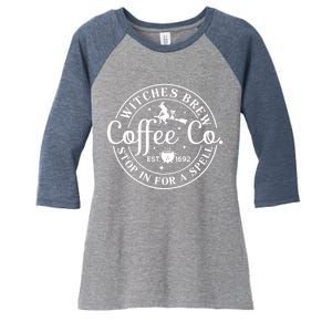 Wo Halloween Witch Motif - Witches Brew Coffee & Co Women's Tri-Blend 3/4-Sleeve Raglan Shirt