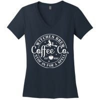 Wo Halloween Witch Motif - Witches Brew Coffee & Co Women's V-Neck T-Shirt