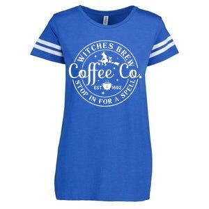 Wo Halloween Witch Motif - Witches Brew Coffee & Co Enza Ladies Jersey Football T-Shirt