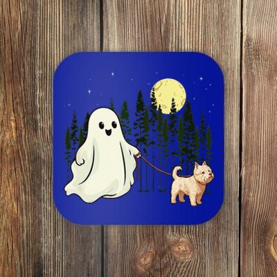 West Highland White Terrier Westie Walking Ghost Halloween Coaster