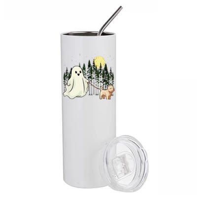 West Highland White Terrier Westie Walking Ghost Halloween Stainless Steel Tumbler