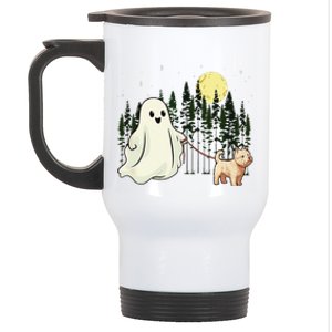 West Highland White Terrier Westie Walking Ghost Halloween Stainless Steel Travel Mug