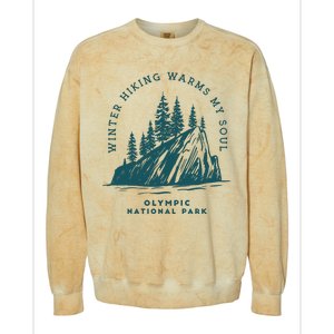 Winter Hiking Warms My Soul Washington State Colorblast Crewneck Sweatshirt