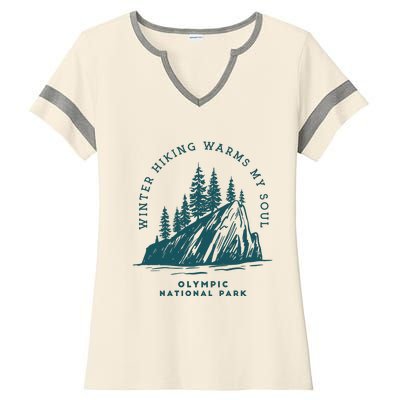 Winter Hiking Warms My Soul Washington State Ladies Halftime Notch Neck Tee