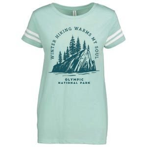 Winter Hiking Warms My Soul Washington State Enza Ladies Jersey Football T-Shirt