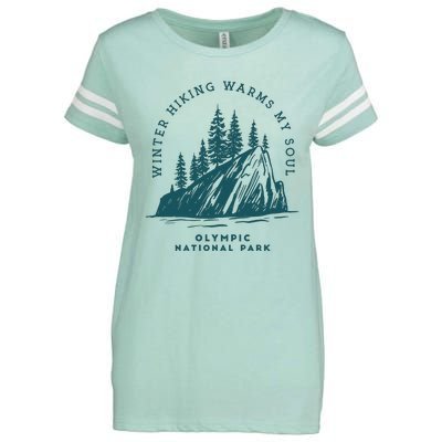 Winter Hiking Warms My Soul Washington State Enza Ladies Jersey Football T-Shirt