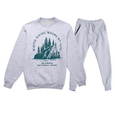 Winter Hiking Warms My Soul Washington State Premium Crewneck Sweatsuit Set