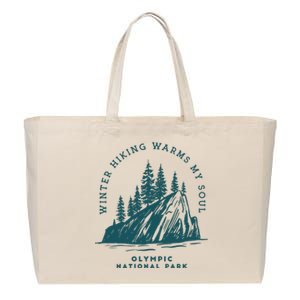 Winter Hiking Warms My Soul Washington State Cotton Canvas Jumbo Tote