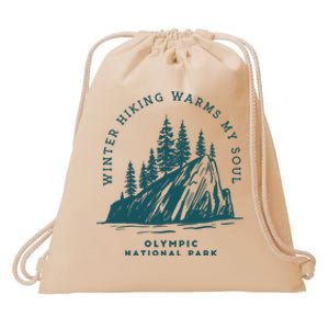 Winter Hiking Warms My Soul Washington State Drawstring Bag