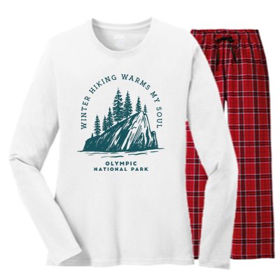 Winter Hiking Warms My Soul Washington State Women's Long Sleeve Flannel Pajama Set 